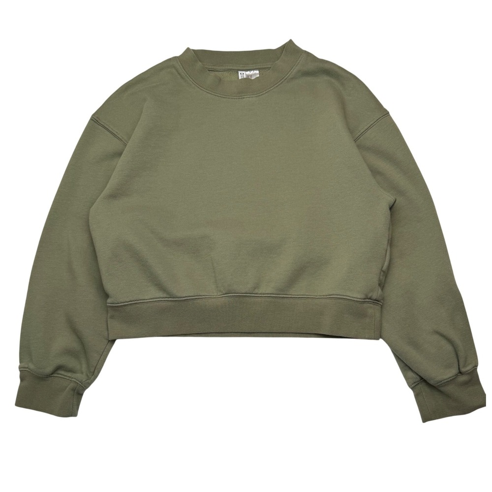 H&M Divided Olive Green Cropped‎ Sweatshirt Pullover Casual Comfort Size M